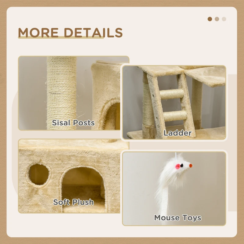 PawHut 71-Inch Multi Level Scratching Cat Tree Kitty Condo  Activity Center with Toys, Beige