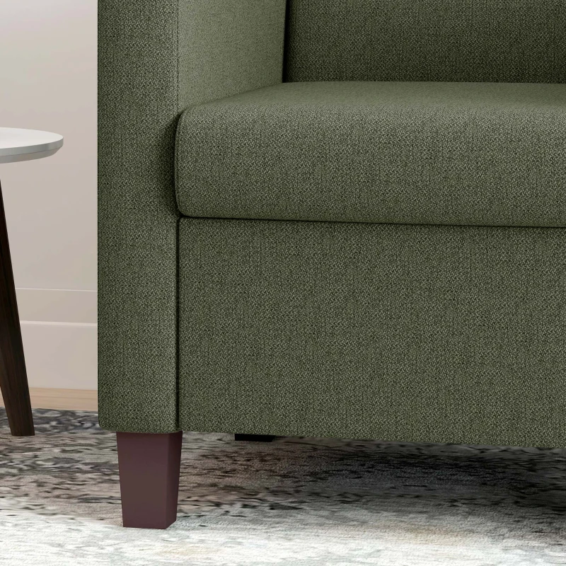 HOMCOM Fabric Accent Chair, Modern Armchair with Seat Cushion and Non-Slip Pads for Living Room, Bedroom, Dark Green