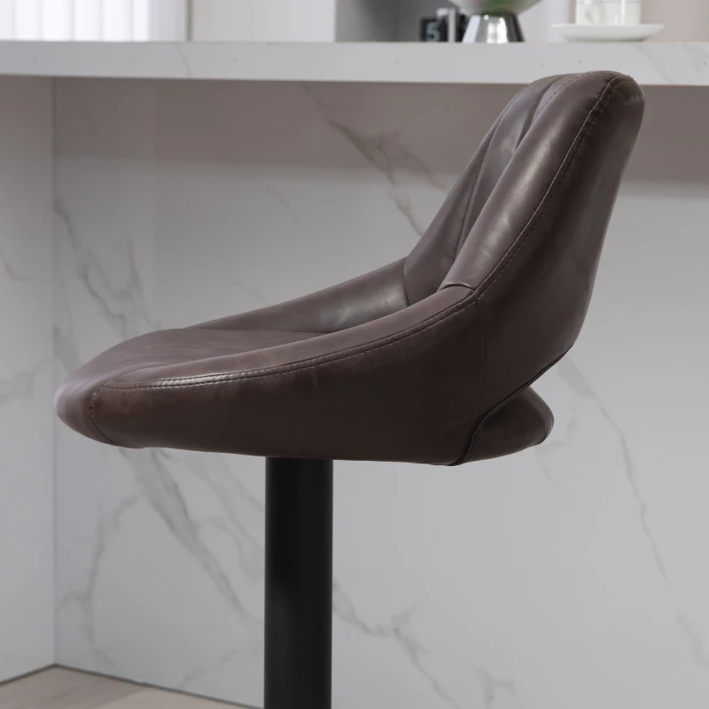 HOMCOM Swivel Bar Stools Set of 2, Faux Leather Upholstered Counter Height Barstools with Round Metal Base