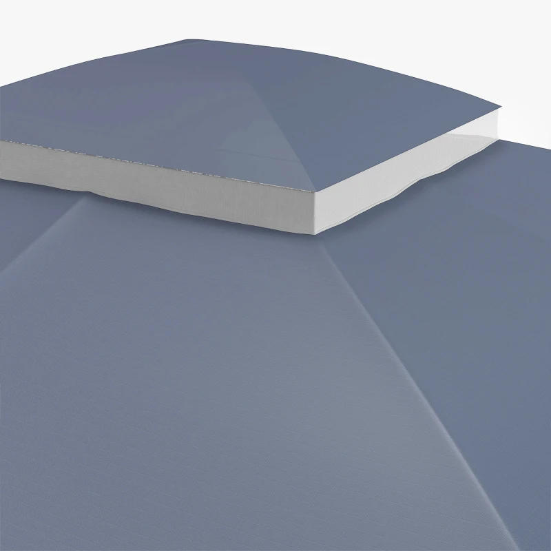 Outsunny 10' x 12' 2-Tier Gazebo Cover, Patio Gazebo Canopy Replacement with Drainage Holes for 84C-210 Series, Dark Blue