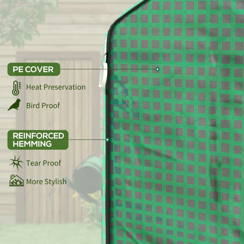Outsunny Set of 2 Model 01-0472 Walk-in Greenhouse Cover Replacements, 55" x 56.25" x 74.75" Reinforced Anti-Tear PE Hot House Covers, Green & White