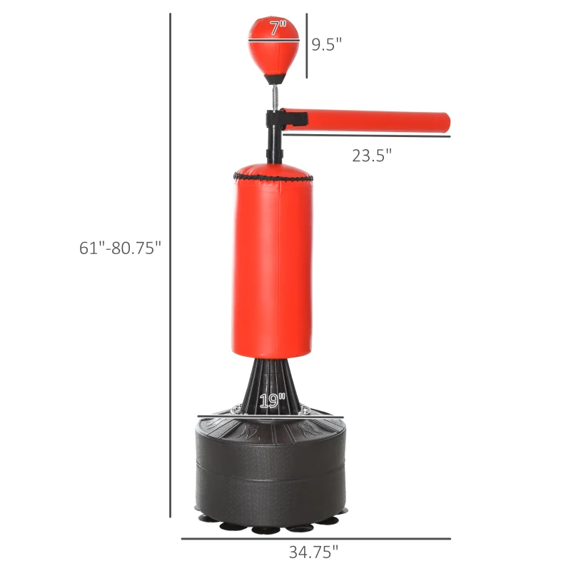 Soozier Boxing Bag, Freestanding Punching Bag with Speed Ball, Rotating Boxing Bar and Gloves, Weighted Base