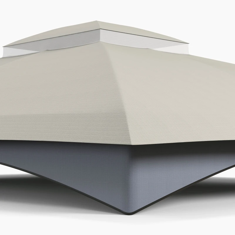 Outsunny 10' x 12' Double-Tier Gazebo Cover, Patio Gazebo Canopy Replacement with Drainage Holes, Light Grey