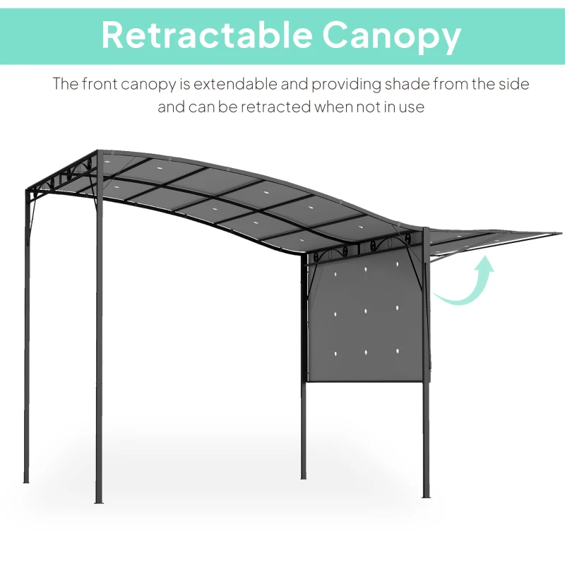 Outsunny 10' x 8' Outdoor Pergola and Patio Gazebo for Garden, Camper, Deck, Doors and Windows, Dark Gray