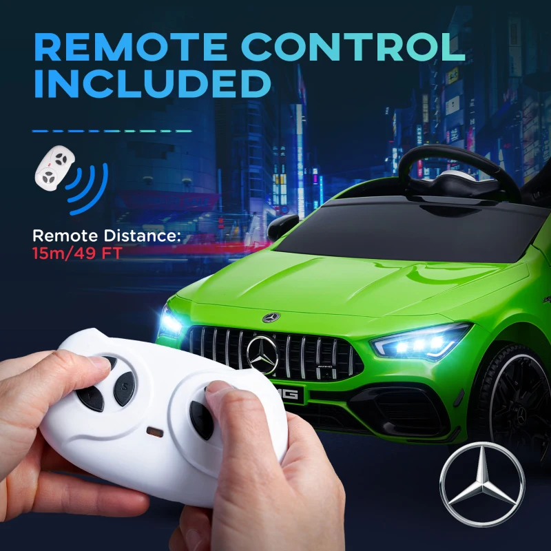 Qaba Mercedes-Benz AMG Licensed 12V Kids Ride on Car with Remote Control, Rear Suspension, LED Lights, Music, Green