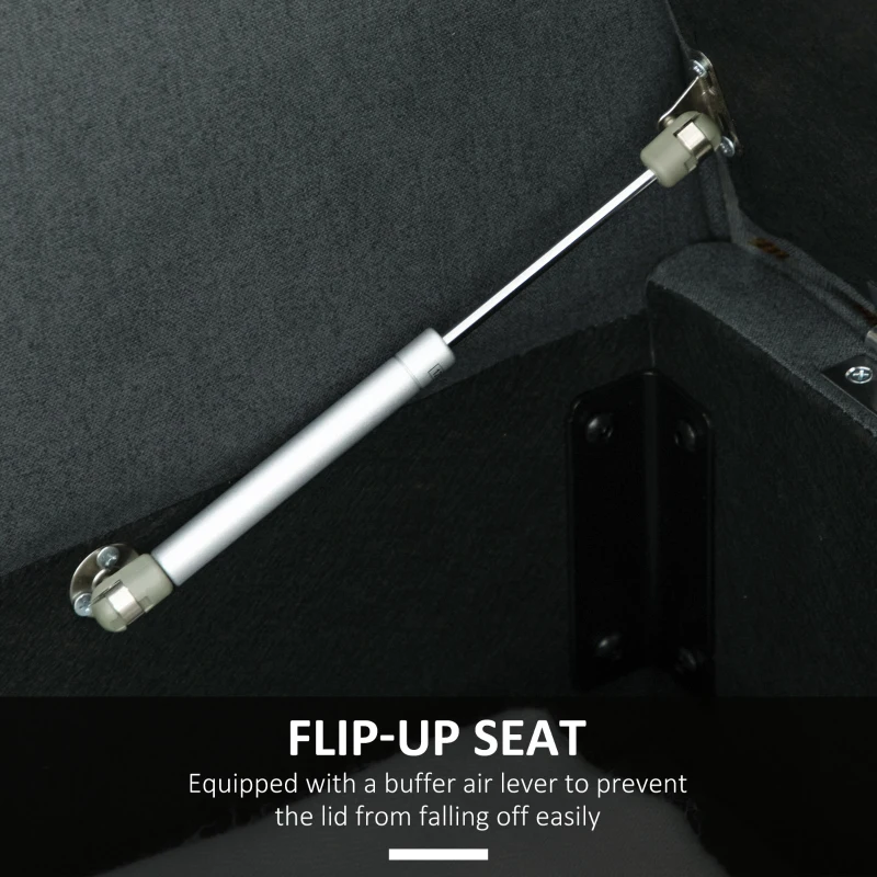 HOMCOM Modern Upholstered Storage Bench with Arms, Linen-Feel Fabric Ottoman Bench for Bedroom Entryway Living Room, Dark Gray