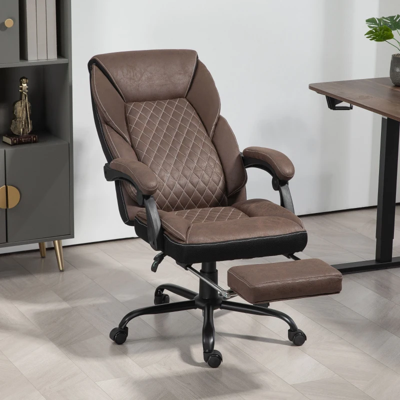 HOMCOM Executive Office Chair with footrest, High Back Desk Chair, Reclining Swivel Chair, Dark Brown
