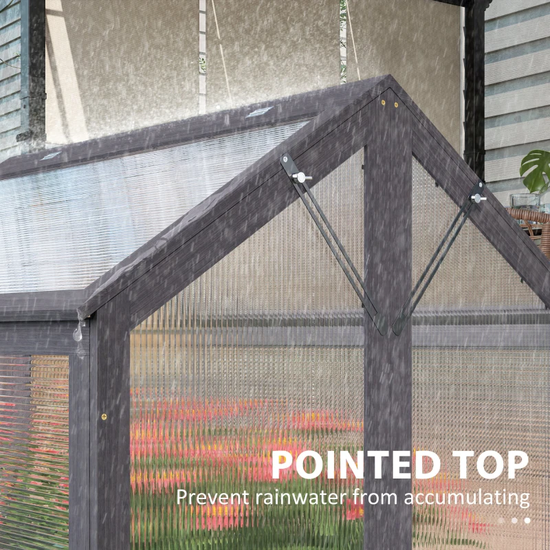 Outsunny Raised Garden Flower Bed Kit with Greenhouse, Wooden Cold Frame Planter, 35.5" x 31.5" x 36", Gray