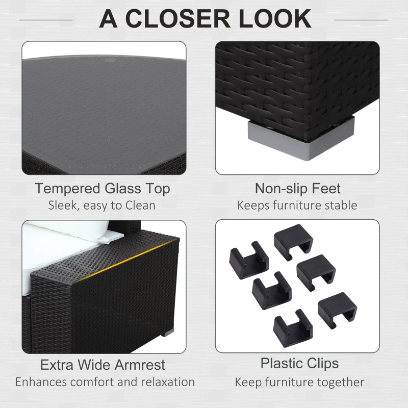 Outdoor Wicker Sectional Sofa Set - Cushioned Patio Set with Quarter Round Coffee Table