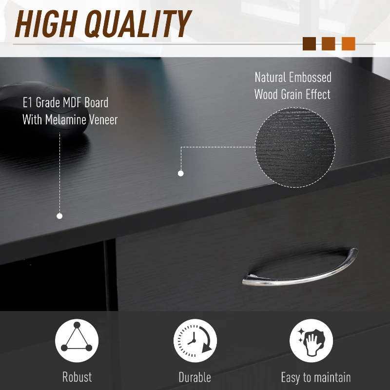 HOMCOM 47.25" Computer Desk with Keyboard Tray, CPU Stand, Writing Desk with Drawer and Storage Shelves, Black