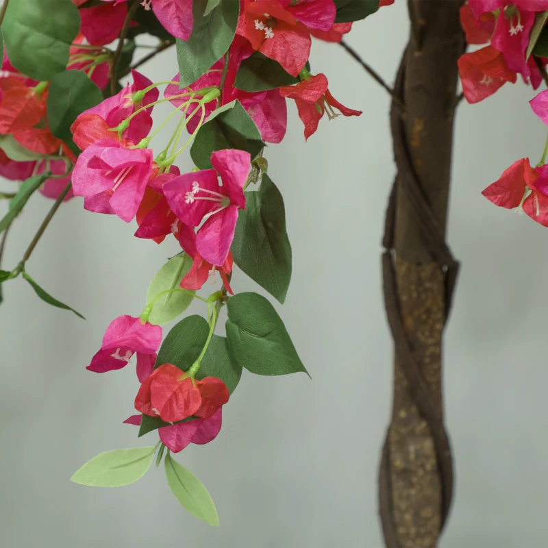 HOMCOM Decorative Artificial Plant, Murraya Flowers in Pot, Fake Plant for Home Indoor Decor, 59 inch, Purple and Red