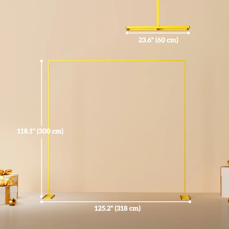 Outsunny 10FT x 10FT Wedding Arch Backdrop Stand, Metal Garden Balloon Arch Stand for Birthday Party, Bridal Shower, Graduation, Ceremony, Banquet Decorations, Gold