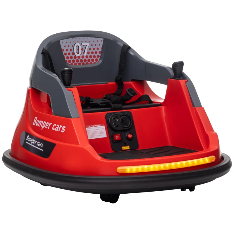 Aosom Bumper Car 12V 360° Rotation Electric Car for Kids, with Remote Control, Lights, Music, for 1.5-5 Years Old, Red