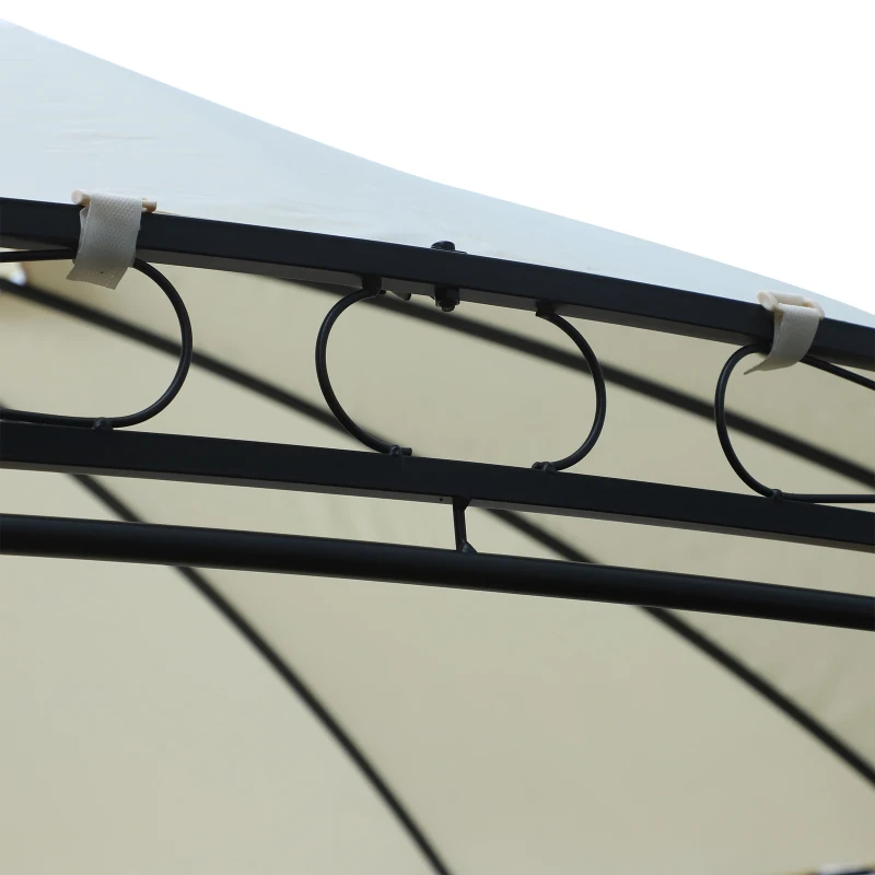 Outsunny 11.5' Patio Gazebo, Outdoor Gazebo Canopy Shelter with Curtains, Romantic Round Double Roof, Solid Steel Frame for Garden, Lawn, Backyard and Deck, Cream White