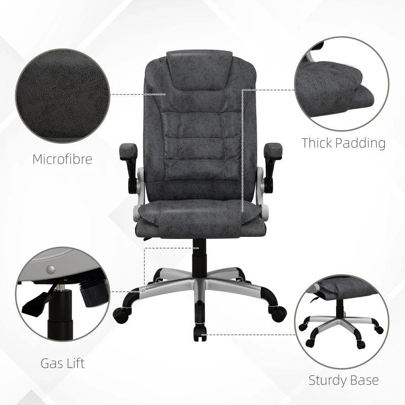 Vinsetto Heavy Duty Microfibre Office Chair, Big and Tall Computer Chair with Flip-up Arm, 400lbs, Charcoal Grey