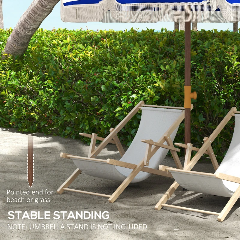 Outsunny 6.2' Beach Umbrella for Travel, Vent, Ruffles, Carry Bag, Portable Outdoor Umbrella for Garden, Blue Stripe