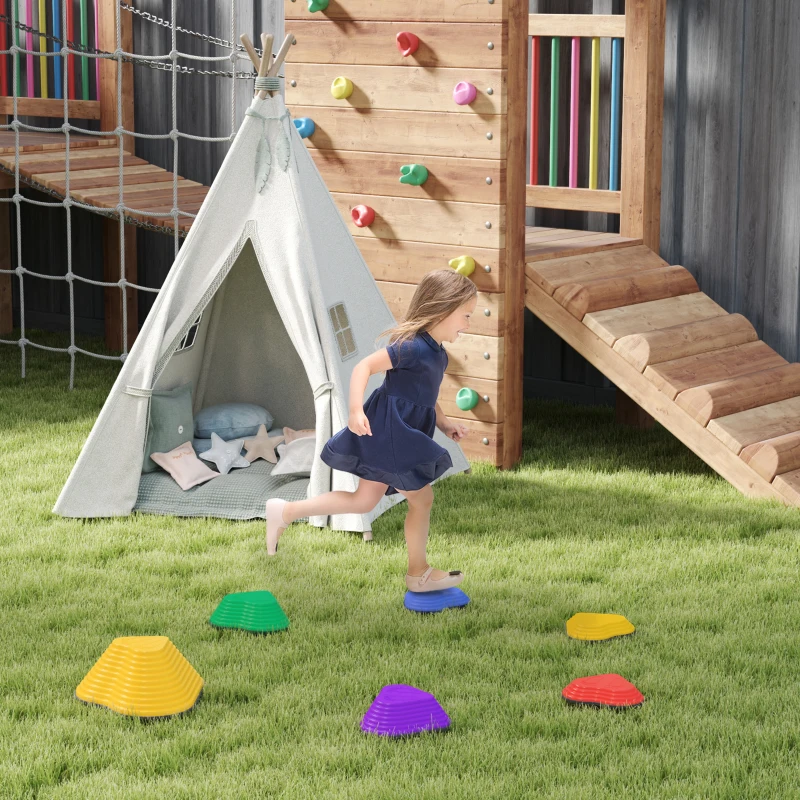 Qaba 6PCs Non-Slip Stackable Kids Stepping Stones, Heart-Shaped