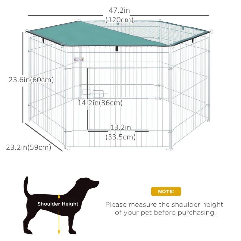 PawHut Foldable Pet Playpen with Top Cover, Portable Heavy Duty Dog Pen for Dogs, Cats, Chickens, Rabbits, 6 Pannels Dog Fence Outdoor/Indoor