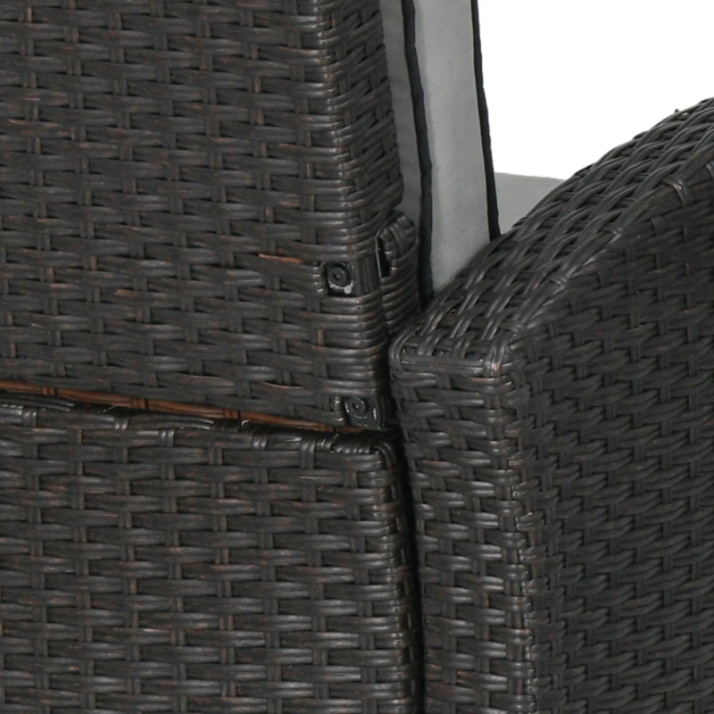 Outsunny Outdoor Recliner Chair with Adjustable Backrest, Cushion, Side Tray, Light Grey