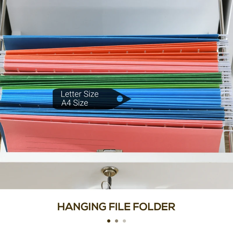 Vinsetto Lateral Filing Cabinet with Drawers and Lock, File Cabinet, Mobile Printer Stand with Open Shelves and Wheels for Letter and A4 Size Documents, White