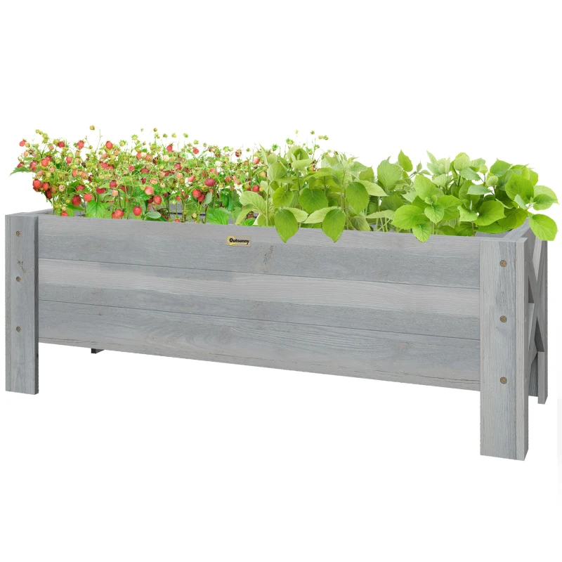 Outsunny 3.3 x 1.2 x 1.2 ft Garden Raised Bed Planter Grow Containers for Outdoor Patio Plant Flower Vegetable Pot, Grey