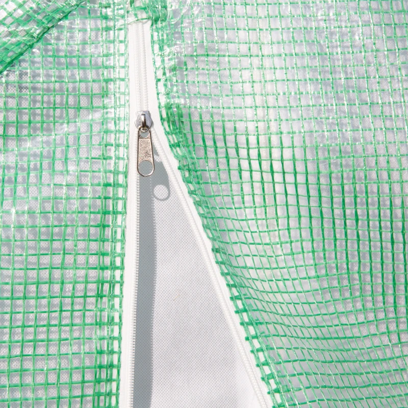 Outsunny 116" x 116" x 78" Large Walk-in Double Cover Polytunnel Greenhouse Outdoor w/ Roll-Up Zipper Doors and Windows Grow Plants, Seedlings, Herbs, or Flowers In Any Season-Gardening