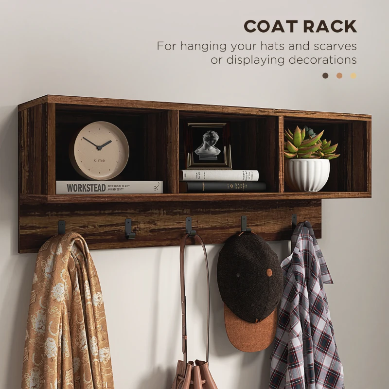 HOMCOM Hall Tree with Bench and Shoe Storage, 2-in-1 Entryway Storage Set with Shoe Bench and Coat Rack for Hallway