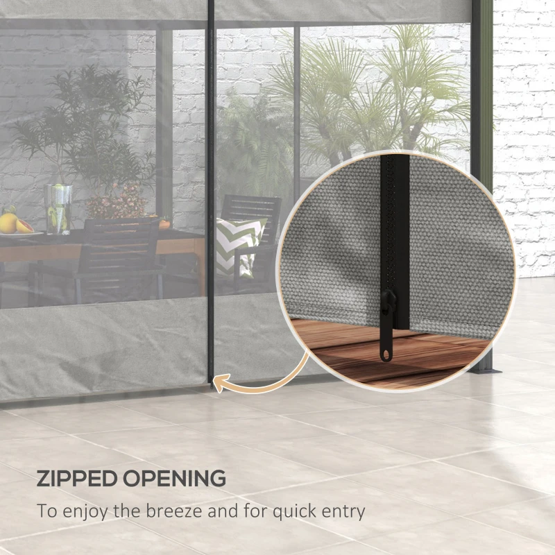 Outsunny Pergola Gazebo Curtains for 10' x 10' Pergola, 4 Pack Side Panels Replacement with Large Windows and Zipped Doors