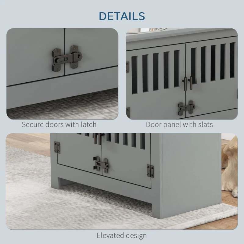 PawHut Dog Food Storage Cabinet with Bowls & Dog Feeding Station, Gray