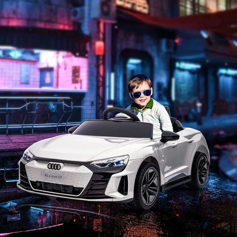 Aosom Licensed Audi RS e-tron GT 12V Ride On Car Truck for Kids, Electric Car Ride On Vehicle w/Parent Remote Control, Music, Lights, for Toddlers, White