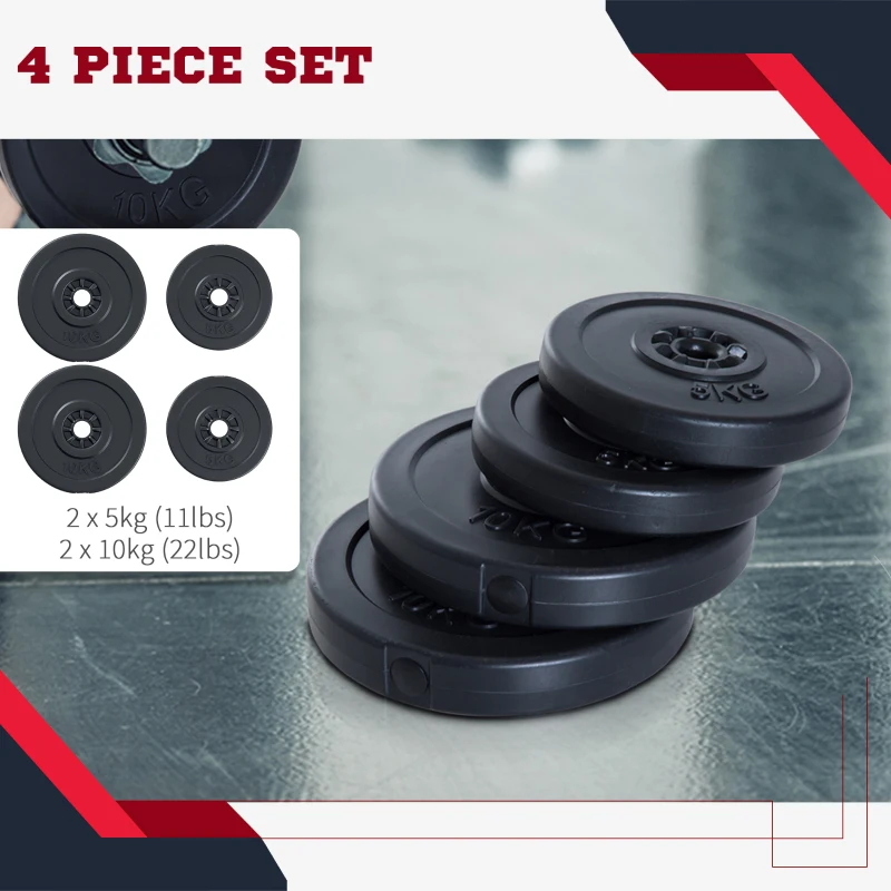 Soozier 4 Piece dumbbell Weight Plates Set 2 x 11lbs and 2 x 22lbs Black (Weights Only)