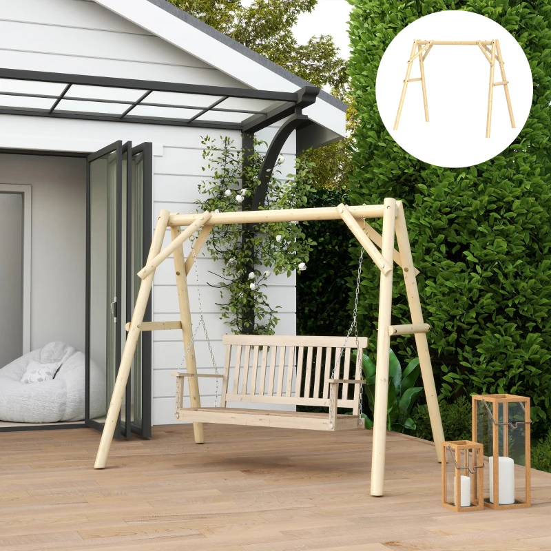 Outsunny 660 lbs Porch Swing Frame, A-Frame Hanging Chair Stand Only for DIY Painting, Swing Chair Stand for Backyard, Patio