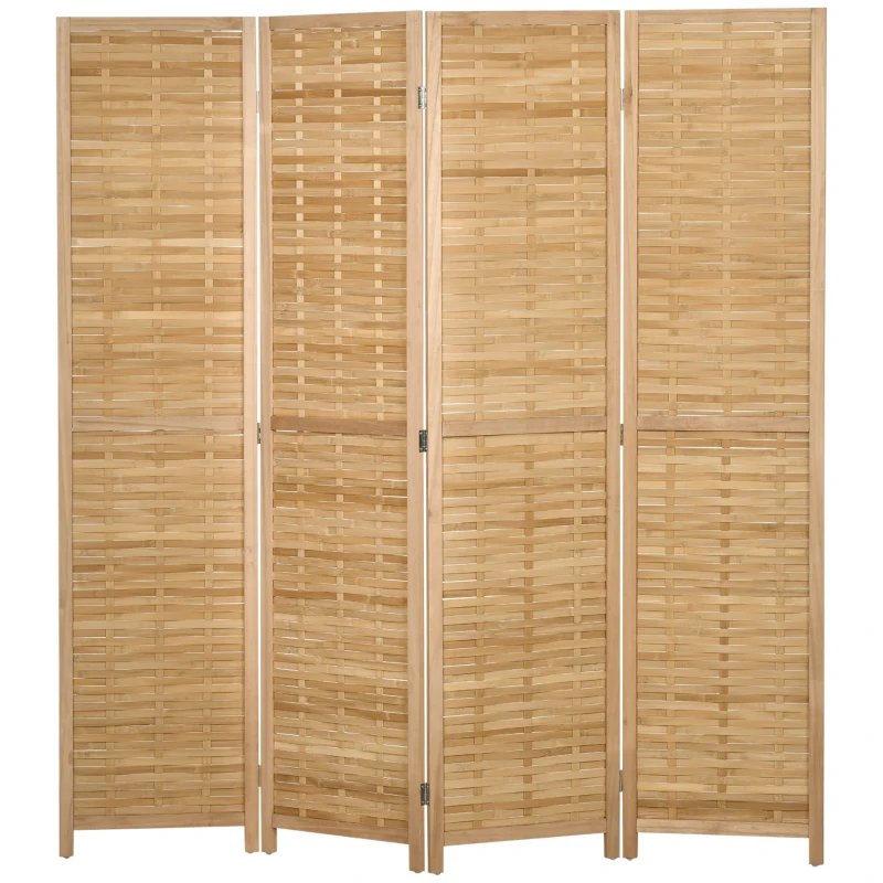 HOMCOM Hand Woven Room Divider, 4 Panel Bamboo Folding Privacy Screen for Home Office, 47.25"x67"x0.75", Natural