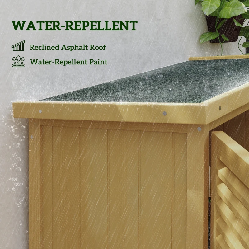 Outsunny 5' x 3' Wooden Garden Storage Shed with Asphalt Roof and 2 Large Wood Doors with Lock, Yellow