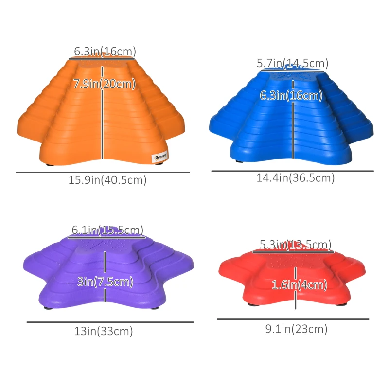 Outsunny 11PCs Larger Size Balance Stepping Stones for Kids with Non-slip Bottom, Stackable Obstacle Course Outdoor Indoor, Play River Rocks with Starfish Style
