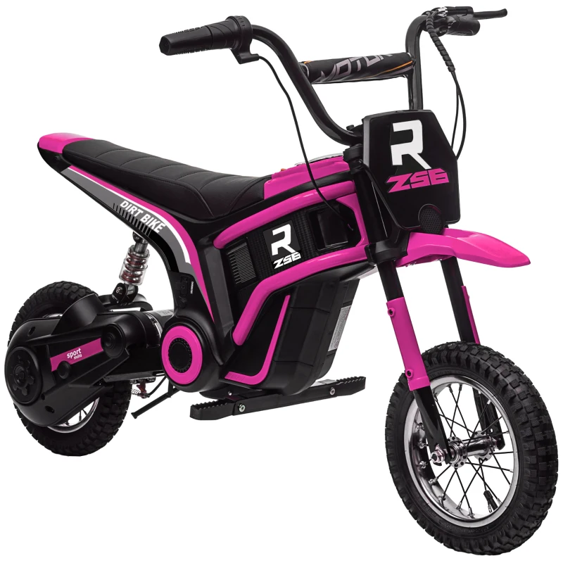 Aosom 24V 350W Electric Dirt Bike Up to 15 MPH w/ Twist Grip Throttle, Pink
