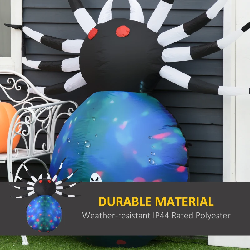 HOMCOM 5' Long Halloween Inflatables Outdoor Decorations Multicolor Red-Eyed Spider, Blow Up LED Yard Decor for Garden, Lawn, Party, Holiday, Waterproof
