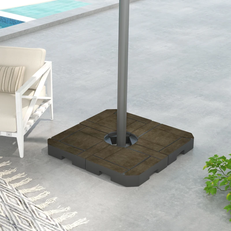 Outsunny Offset Umbrella Base Weight Set, Fillable Outdoor Umbrella Weights, 175 lb. with Water or 230 lb. with Sand, Brown