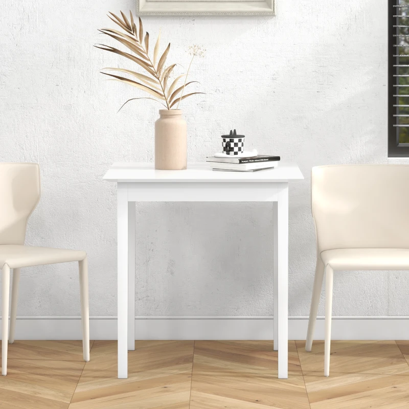HOMCOM 30" Square Dining Table, Farmhouse Dining Room Table with Pine Wood Frame, Space Saving Small Kitchen Table, White