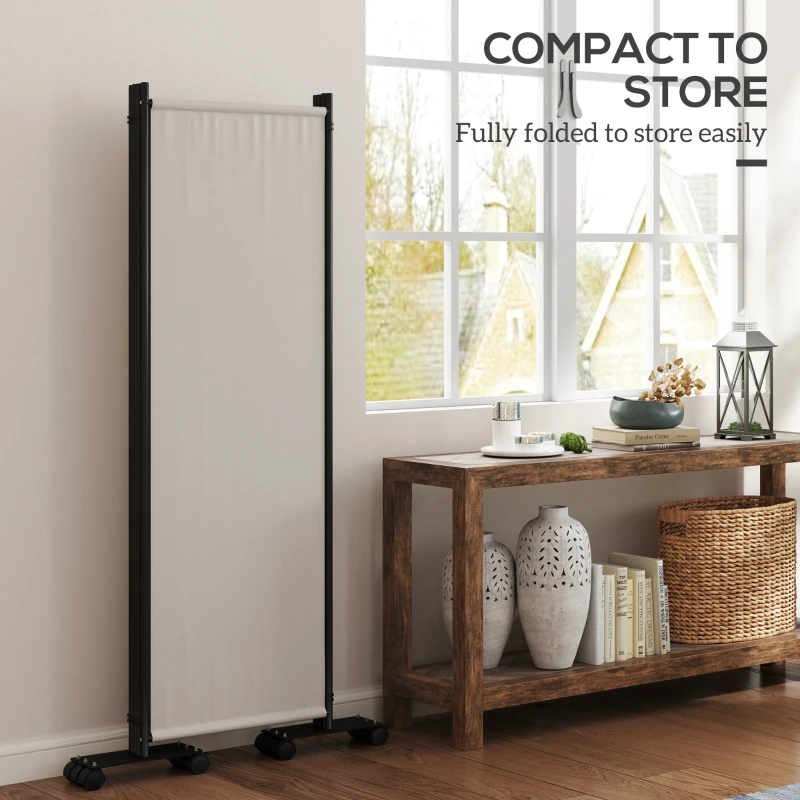 Outsunny Folding Room Divider with Castor Wheels, Rolling Privacy Screen for Patio Backyard Pool Hot Tub, 5.6ft Tall