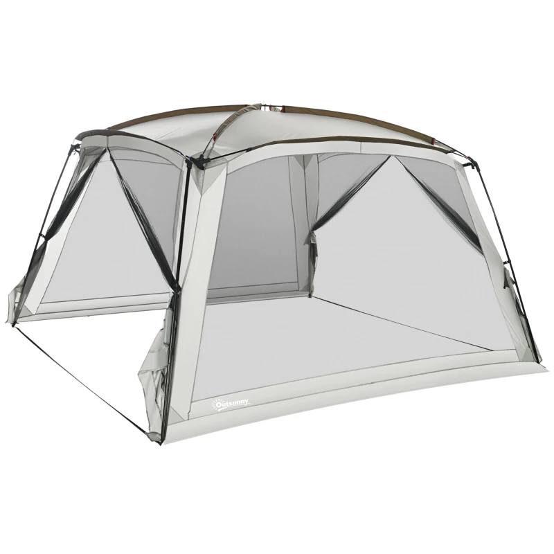 Outsunny 12' x 12' Screen House, UV50+ Screen Tent with 2 Doors & Carry Bag for Outdoor Camping Activities, Easy Setup, White