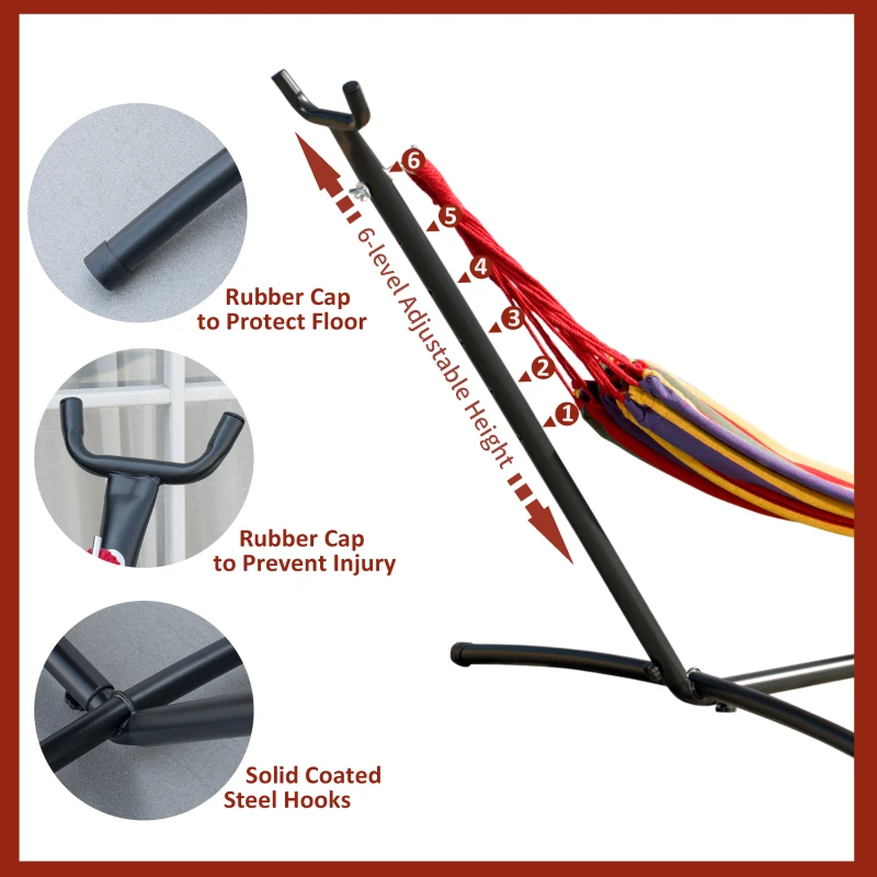 Outsunny Patio Hammock with Stand, Fabric Outdoor Hammock Bed with Stand, Free Standing Adjustable Lounge Chair Includes Portable Carrying Case for Outdoor or Indoor