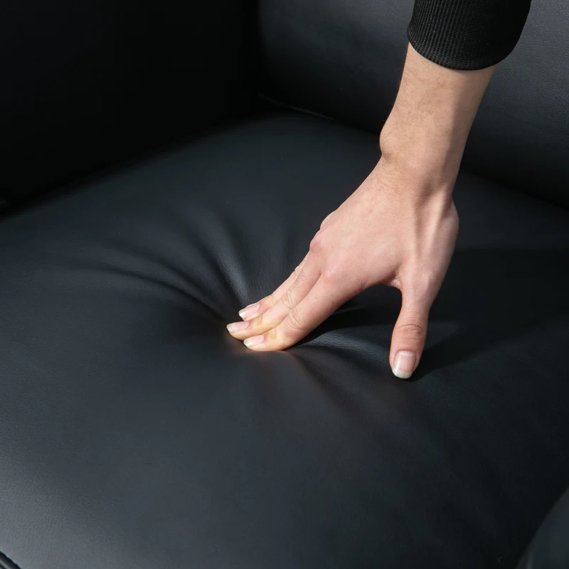 HOMCOM Manual Recliner Chair 360° Swivel Rocking Chair Sofa with PU Leather Padded Cushion and Backrest for Living Room Black