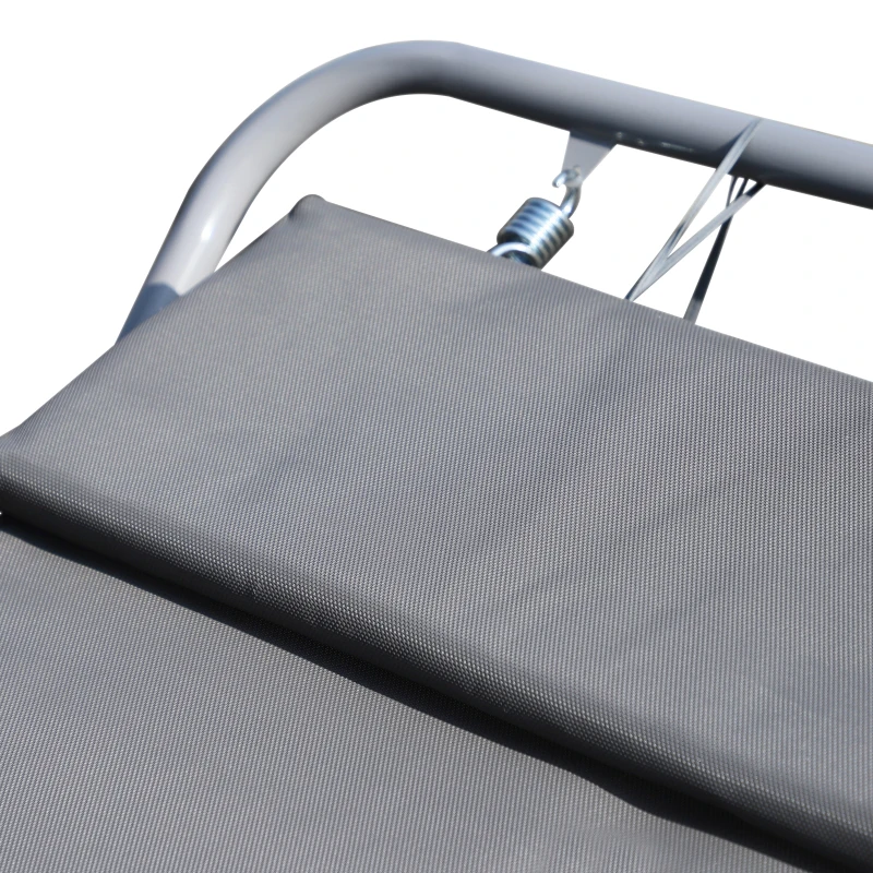 Outsunny Double Rocking Sun Lounger Hammock Bed with Steel Frame and Headrest for Garden Beach and Pool 7'L x 5.7'W