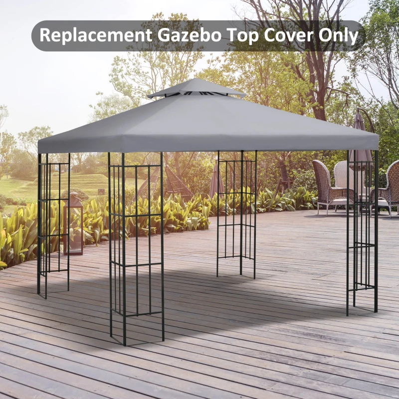 Outsunny Gazebo Replacement Canopy for Model 01 -0153, 2-Tier Top Cover for 9.84' x 9.84' Gazebo, Gray (TOP ONLY)