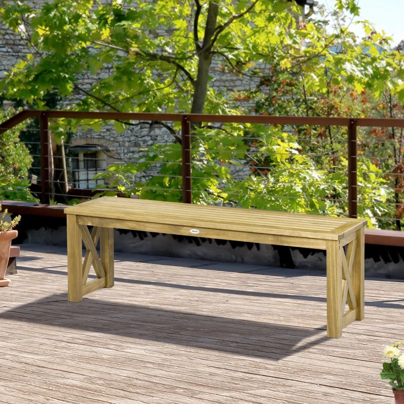 Outsunny 2 Seater Wooden Garden Bench, Outdoor Patio Loveseat with Pine Wood Frame for Park, Porch and Lawn, Brown