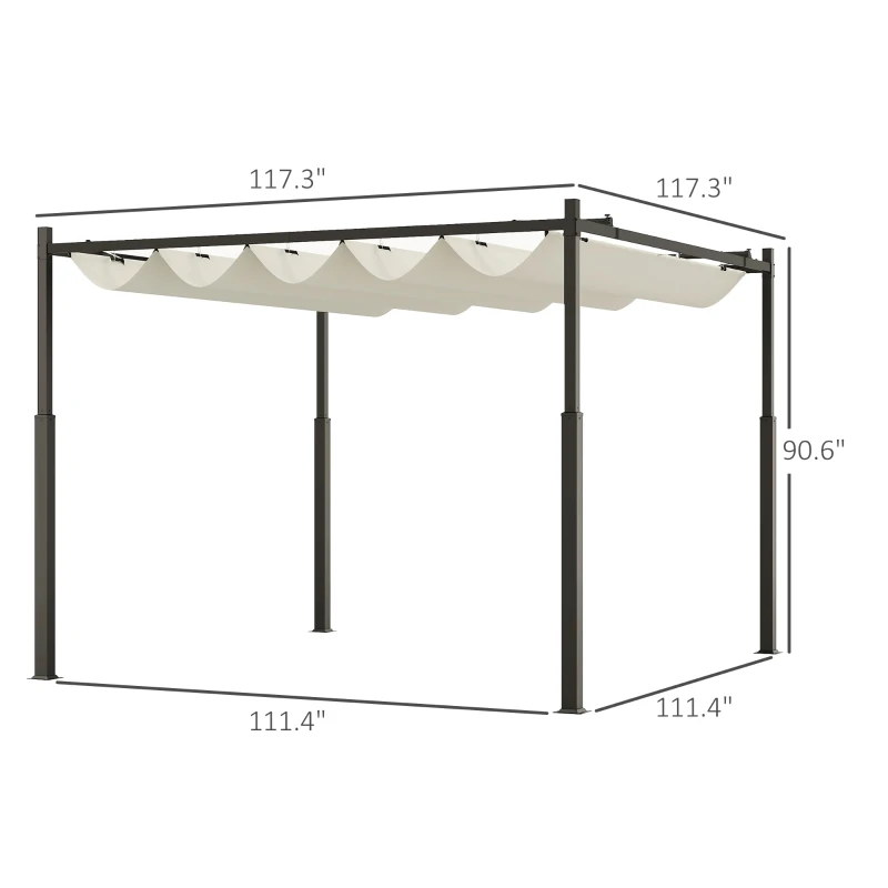 Outsunny 10' x 10' Retractable Pergola Canopy with Magnetic Fixture, UPF30+ Outdoor Pergola, Cream White