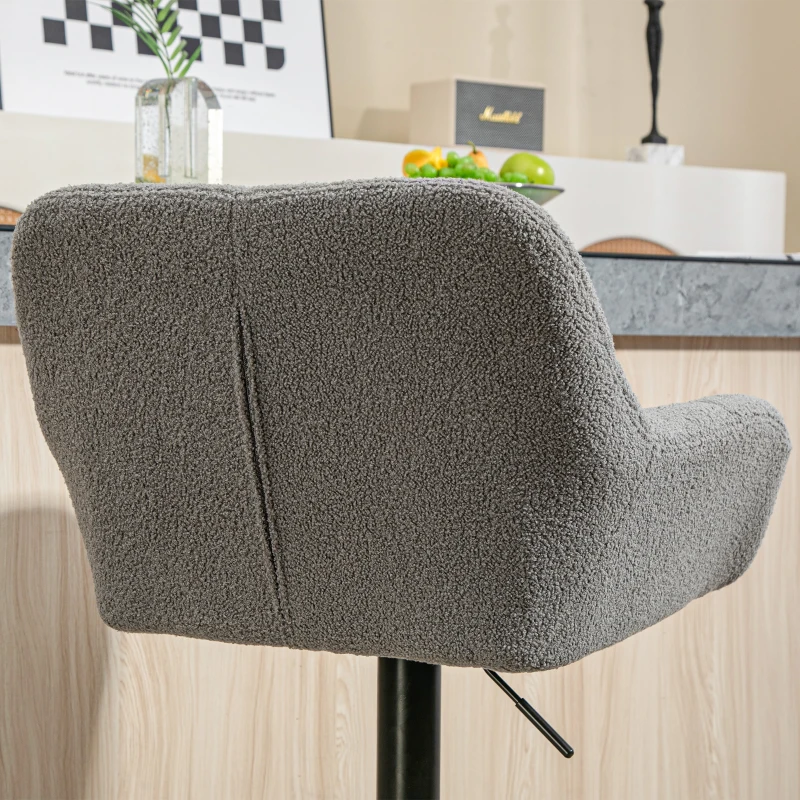 HOMCOM Swivel Barstools Set of 2 Adjustable Bar Stools with Footrest Armrests for Dining Room Grey