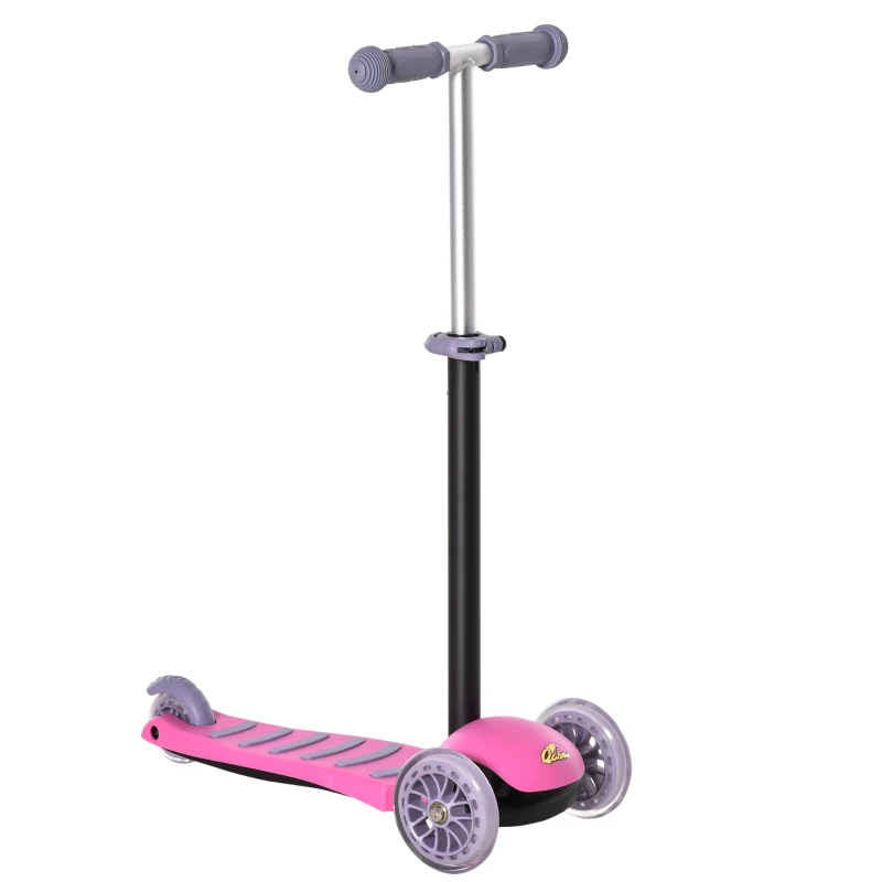 Qaba 3-in-1 Ride On Push Car, Kids Scooter, Sliding Walker, Push Rider, with Adjustable Handlebar, 3 Balanced Wheels, Removable Storage Seat, for Boys and Girls Aged 2-6 Years Olds, Pink