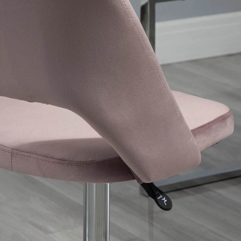 Vinsetto Mid Back Office Chair Velvet Fabric Swivel Scallop Shape Computer Desk Chair, Pink